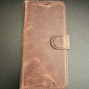 Brand New iPhone13 PRO Max (6.7") Case, Leather, Engraved with "DAD" -- $70 Valu